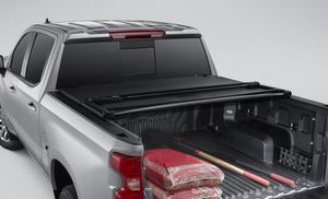 GM Short Bed Soft Tri-Fold Tonneau Cover with Chevrolet Bowtie Logo 84815929