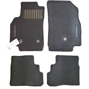 GM First- and Second-Row Premium Carpeted Floor Mats in Jet Black with Mystic Violet Stitching and Spark Script 42392373