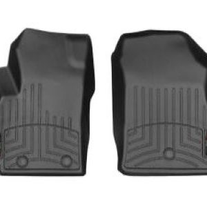 GM First- and Second-Row Premium Carpeted Floor Mats in Jet Black with Jet Black Stitching and Spark Script 42392375