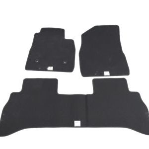 GM First and Second-Row Premium Carpeted Floor Mats in Jet Black with Medium Ash Gray Binding and Chevrolet Script for FWD Models 42669374