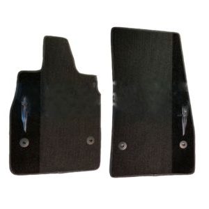 GM First-Row Premium Carpeted Floor Mats in Jet Black with Sky Cool Gray Stitching 84665076