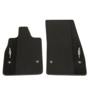 GM First-Row Premium Carpeted Floor Mats in Jet Black with Natural Tan Stitching 84665078